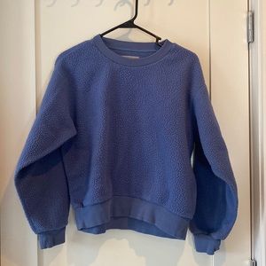 Blue Everlane Fleece Crew Neck Sweater